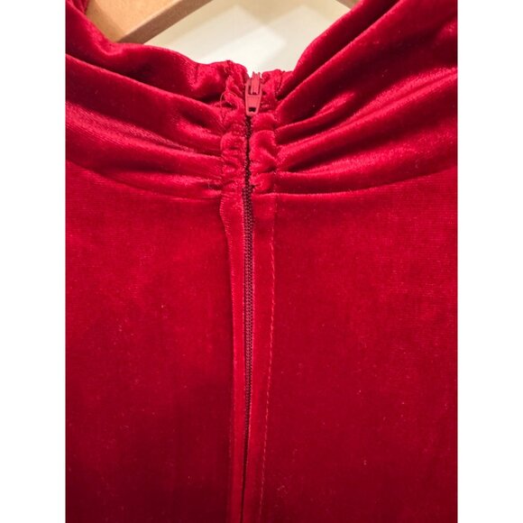 New Rich Red Velvet Ruched Mock Neck Dress Long Sleeves Size 20W Plus Sz Velour - Picture 4 of 7